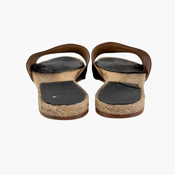 Chanel Black Leather CC Espadrille Slide Sandals Flats Size 38 US 7–7.5 Women's - Picture 6 of 15